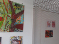 Canvas on wall and white ceiling
