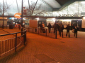 Underlit bus station canopy