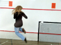 playing on the badminton court