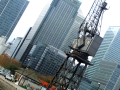 Dock crane in front of high rise buildings