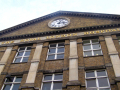 Looking up at front of hospital