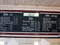 Menu on the wall