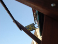 Shop seen through upside down table
