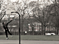 Basketball player shooting ball