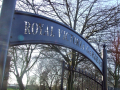 The park gates and trees
