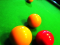 Scattered balls on pool table