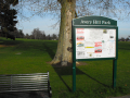 sign next to bench