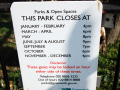 Sign that shows opening and closing times