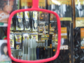 hair pieces reflected in mirror