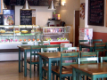 tables, chairs and food counter