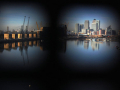 View of Canary Wharf and O2 