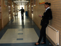 in the school corridor