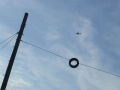 Exercise ground for training with airplane in sky