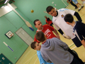 The coach gives instructions