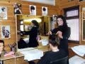 Qualified hairdressers styling hair