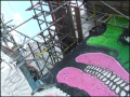 mix of scaffolding and graffiti art