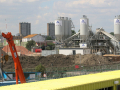 olympic worksite in front of flats