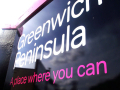 A sign which says “The Greenwich Peninsula, a place where you can”	