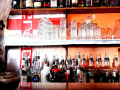 Reflection of drinks on the bar