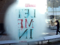 Looking out through translucent poster