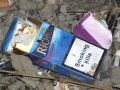 Discarded cigarette packet